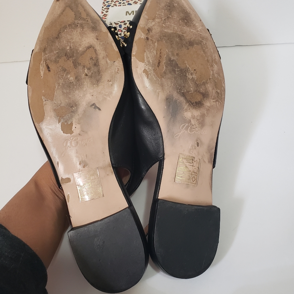 J.Crew Black Studded Bow Slingback Sandals 7.5 - Picture 6 of 10